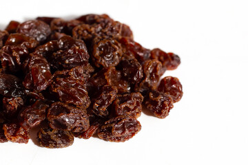 Dried grape on white background.