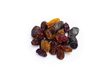 Dried grape on white background.