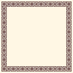 Greek key border, square frame. Decorative ancient meander, greece ornament with repeated geometric motif. Easy to make rectangle frame.