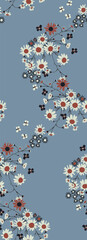 Flowers and leaves in vintage style, seamless pattern	
