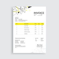 Yellow Color Modern Invoice Design Template