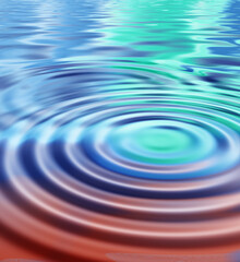 Closeup of abstract ripple effect of water with blue reflection with wave pattern and texture....