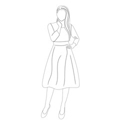 girl sketch on white background outline isolated, vector