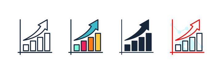 growth icon logo vector illustration. Growing bar graph symbol template for graphic and web design collection