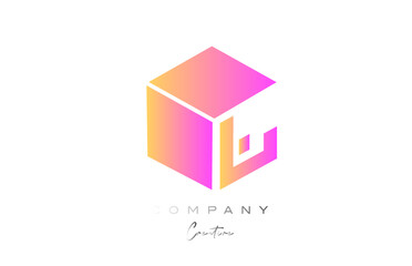 pink yellow J letter alphabet letter logo icon design. Creative cube design template for company and business