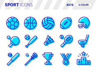 スポーツに関連する2色スタイルのアイコンセット_078