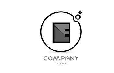 E black and white geometric alphabet letter logo icon with circle. Creative template for company and business