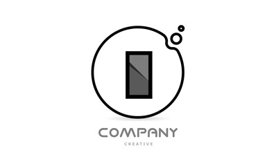 I black and white geometric alphabet letter logo icon with circle. Creative template for company and business