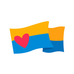 Heart shape on ukranian flag illustration. Stand with ukraine