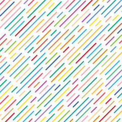 Diagonal stripes of different lengths and different colors. 