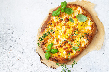 Tasty pizza with corn and cheese 