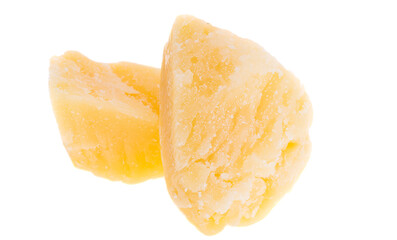 aged cheese pieces isolated