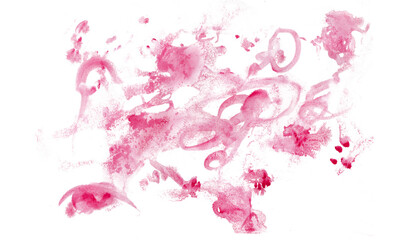Naklejka na ściany i meble Watercolor hand-painted abstract spread pink colors stain illustration texture on white background