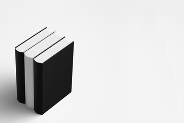 Black and white thick books isolated on white background