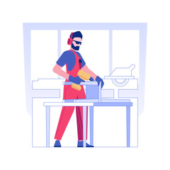 Custom furniture isolated concept vector illustration. Professional carpenter with a drill makes a custom chair, furniture creator, repair service, interior design industry vector concept.