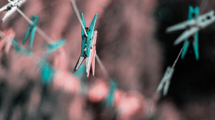 Fototapeta Kolorowe spinacze na sznurku obraz