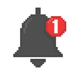 The pixel icon of the message bell. Doorbell icons for applications such as  call alert or subscriber alarm symbol, channel reminder calls.