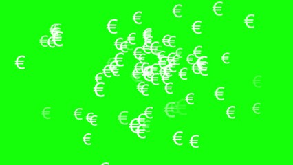 Euro symbol sign icon, chroma key greenbox isolated on green background