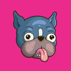 Colorful french bulldog animal character illustration on red background