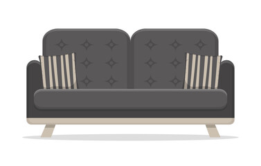 Sofa and couch colorful cartoon illustration vector. Comfortable lounge for interior design isolated on white background. Modern model of settee icon.