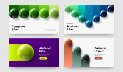 Isolated realistic balls banner layout set. Geometric handbill design vector template composition.
