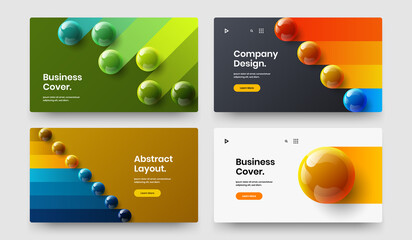 Colorful brochure design vector illustration bundle. Modern realistic balls web banner concept set.