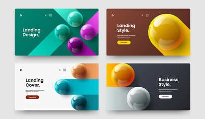 Multicolored realistic balls annual report layout collection. Colorful journal cover design vector concept composition.