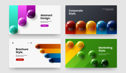 Premium pamphlet vector design concept bundle. Abstract 3D balls handbill layout composition.