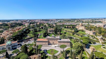 Aerial view of the Palace of the Governorate in Vatican Gardens