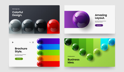 Colorful realistic spheres banner illustration bundle. Amazing corporate identity design vector template composition.