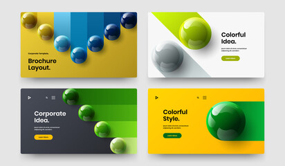 Isolated site vector design layout bundle. Abstract realistic balls brochure concept collection.