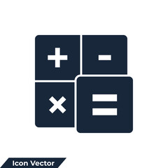 Obraz premium calculator icon logo vector illustration. finance symbol template for graphic and web design collection