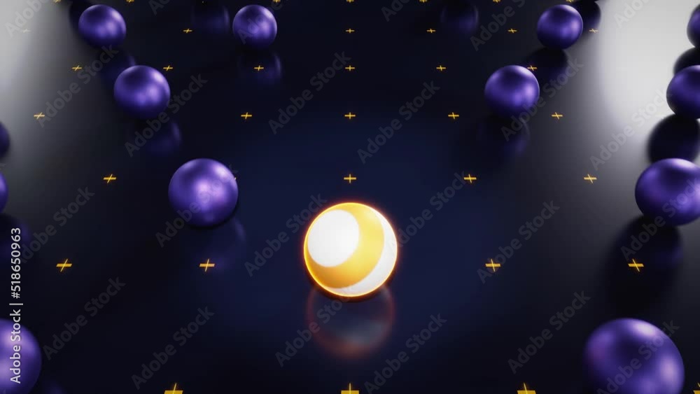 Wall mural visual concept of progress. 3d sphere rolling forward into the future. 3d loop
