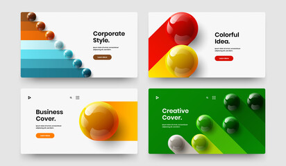 Multicolored 3D spheres corporate cover template composition. Premium flyer vector design layout bundle.