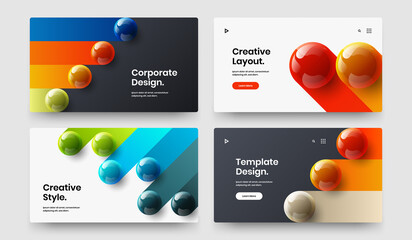 Creative cover design vector concept composition. Geometric 3D balls placard illustration collection.