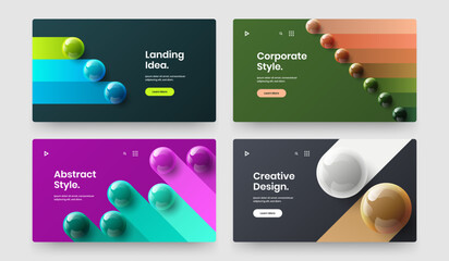 Abstract banner vector design layout composition. Premium 3D spheres company identity concept collection.