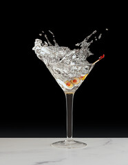 Detailed splash in a martini glass