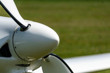 Detail of the propeller cone of a sports aircraft