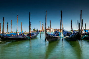 Gondola boats floating, Venice, Italy