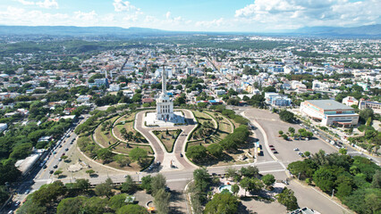 Aerial monument of Santiago, Dominican Republic - obrazy, fototapety, plakaty