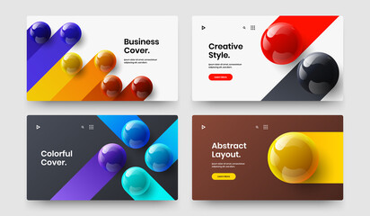 Amazing web banner vector design concept composition. Colorful 3D balls leaflet illustration set.