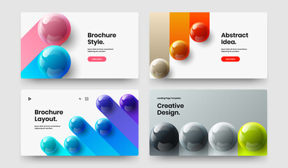 Creative banner design vector concept collection. Vivid 3D balls placard template bundle.
