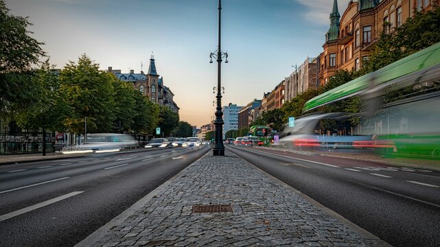Long exposure of Helsingborg city at dusk