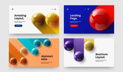 Colorful company cover design vector layout bundle. Creative 3D spheres web banner illustration composition.