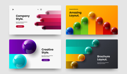 Premium realistic balls postcard layout composition. Amazing cover design vector concept bundle.
