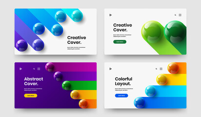 Unique horizontal cover design vector template composition. Amazing realistic balls flyer layout bundle.