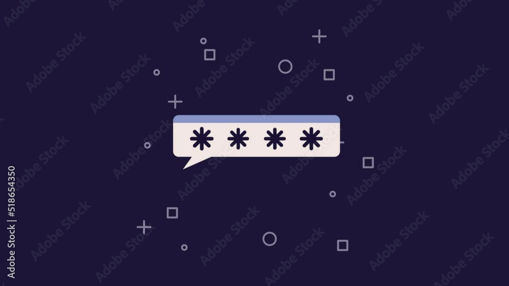 Sticker cyber security technology with password animation