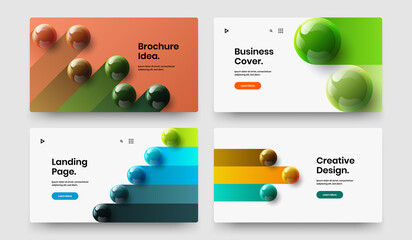 Simple realistic balls placard layout composition. Unique website vector design template bundle.