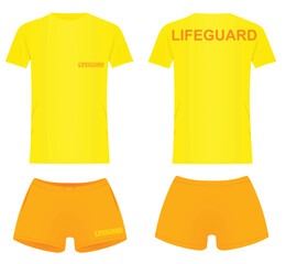Lifeguard t shirt and shorts. vector illustration