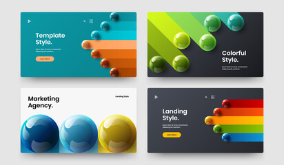 Simple 3D spheres placard template collection. Amazing front page design vector illustration composition.